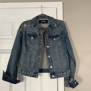 Express Rhinestone Studded Denim Jean Jacket